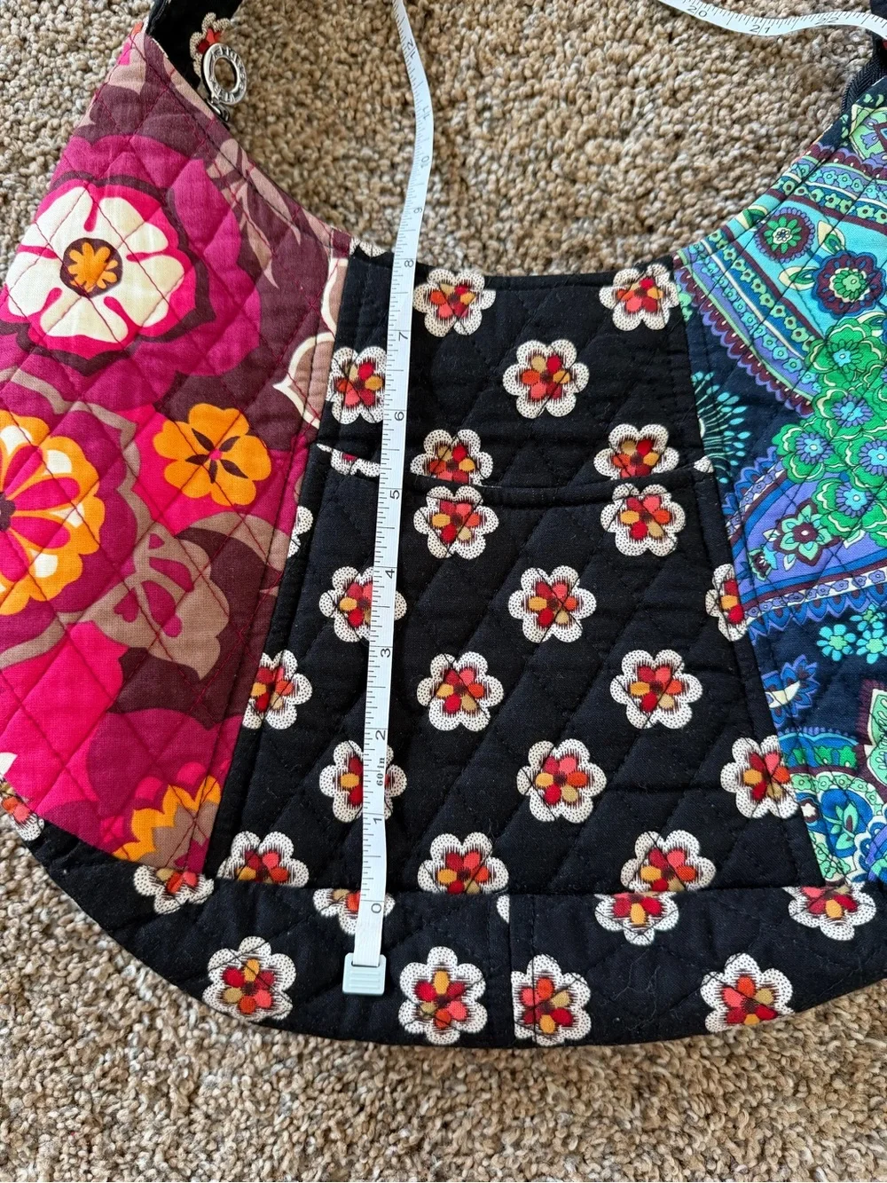 VERA BRADLEY Vintage Retired Pirouette Carnaby Blue Rhapsody Patchwork Hobo Bag